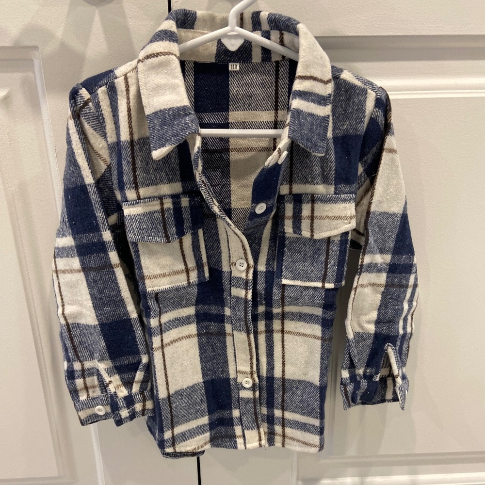 Brand New Kids Blue/White/Brown Flannel Shirt